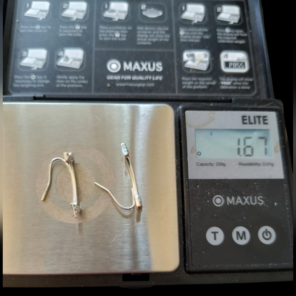 Sterling Silver & Clear Sparkle CZ Arrow Ear Climber Earrings - Picture 8 of 9
